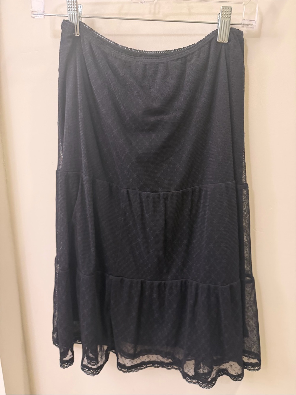 Brandy Melville Black Lace Tiered Slip Skirt